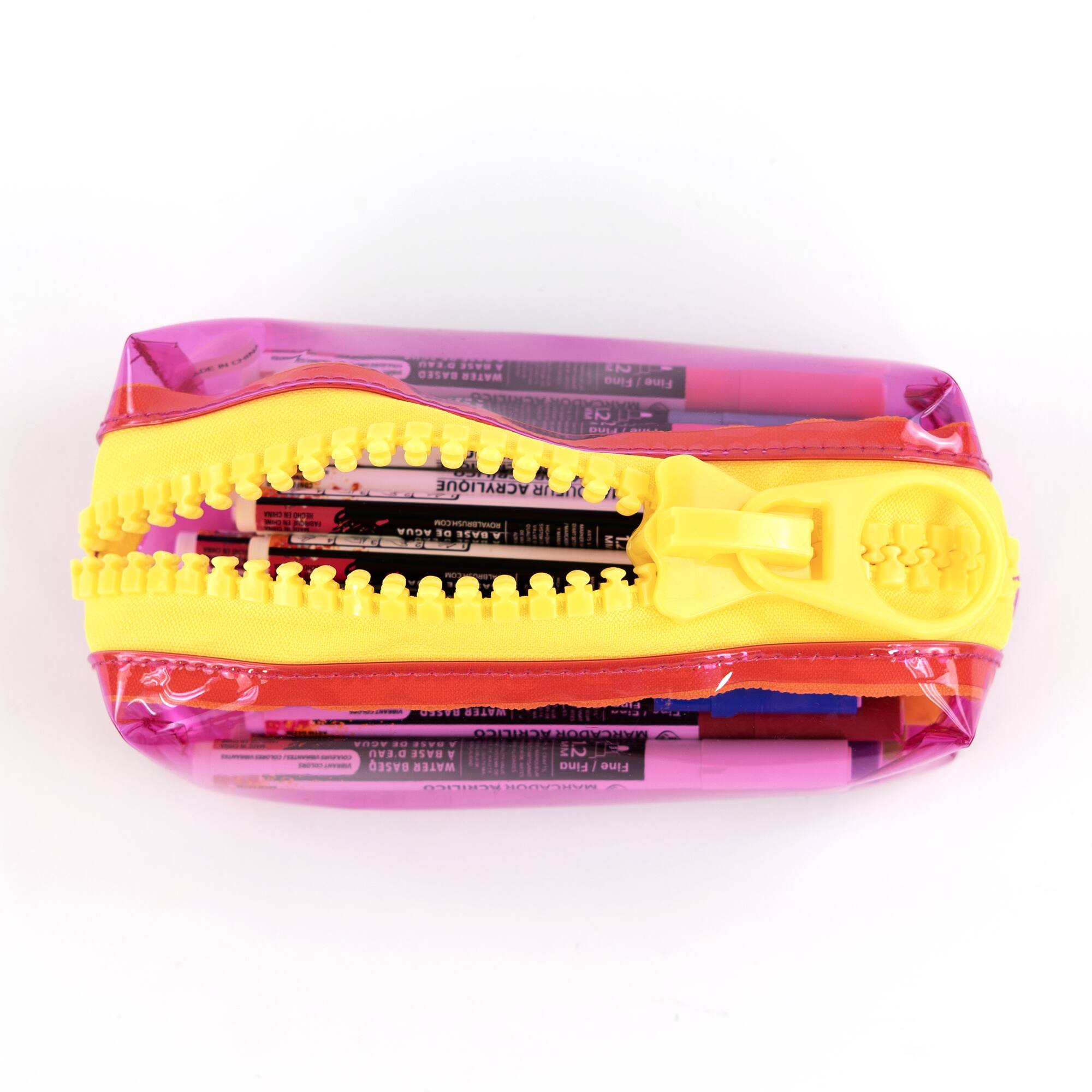 Everything Mary Pink & Yellow Transparent Zipper Pouch